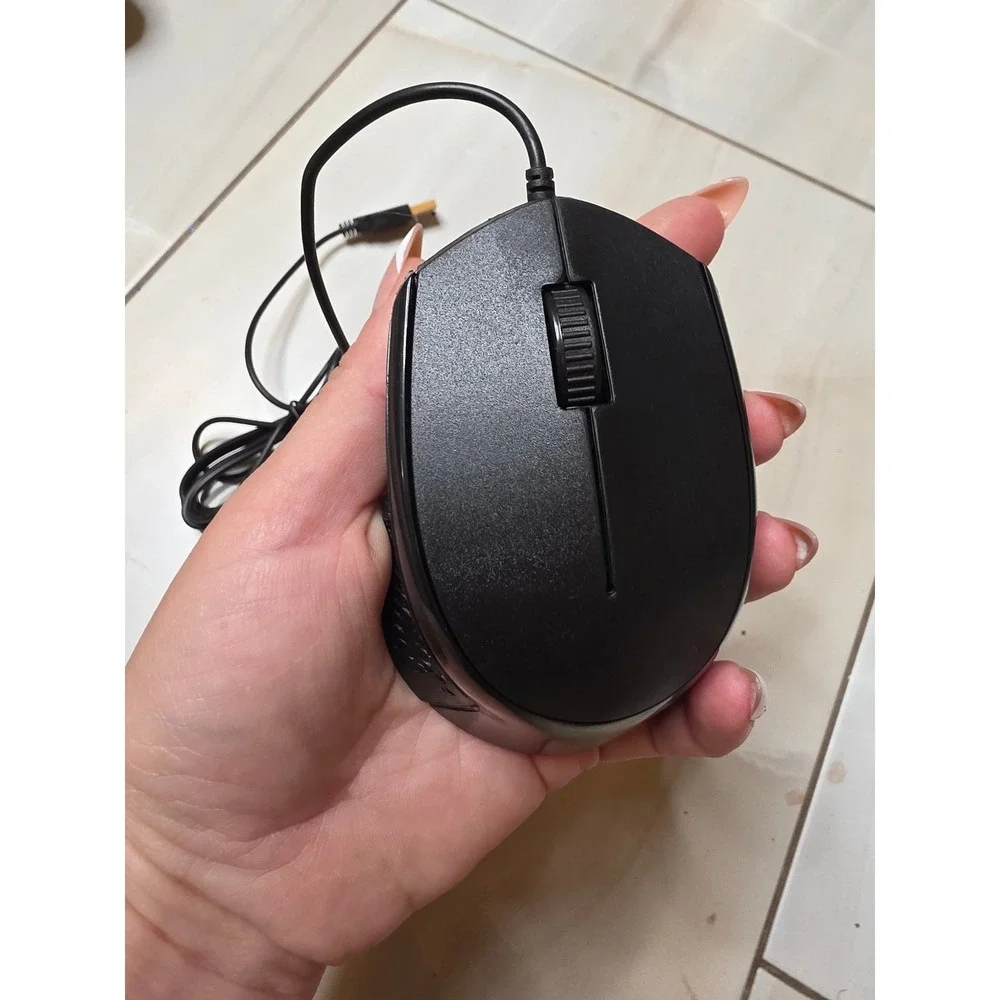 Black Wired Optical‎ USB Computer Mouse Ergonomic Textured Grip MO-205U F3